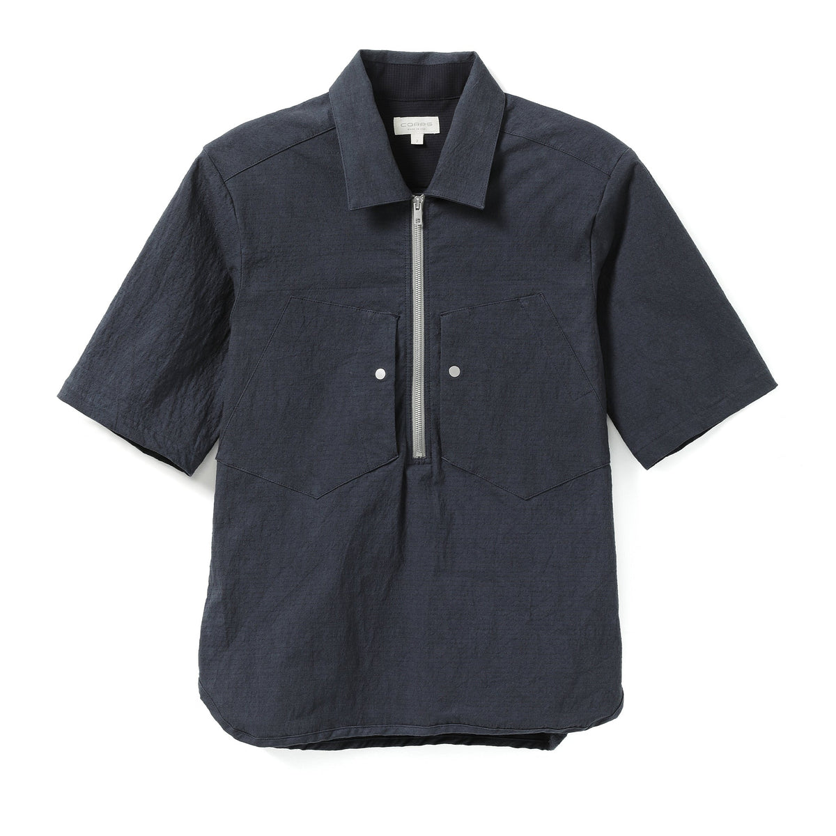 Corpsware Half Zip Short Sleeve Work Shirt Sun Dried Ripstop Navy