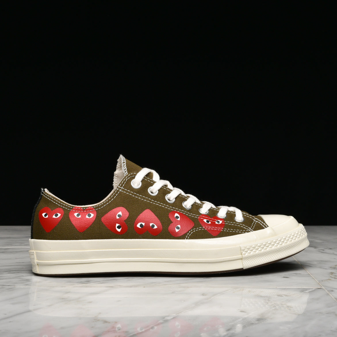 CDG PLAY X CONVERSE MULTI HEART CHUCK 70 OX - FIR GREEN