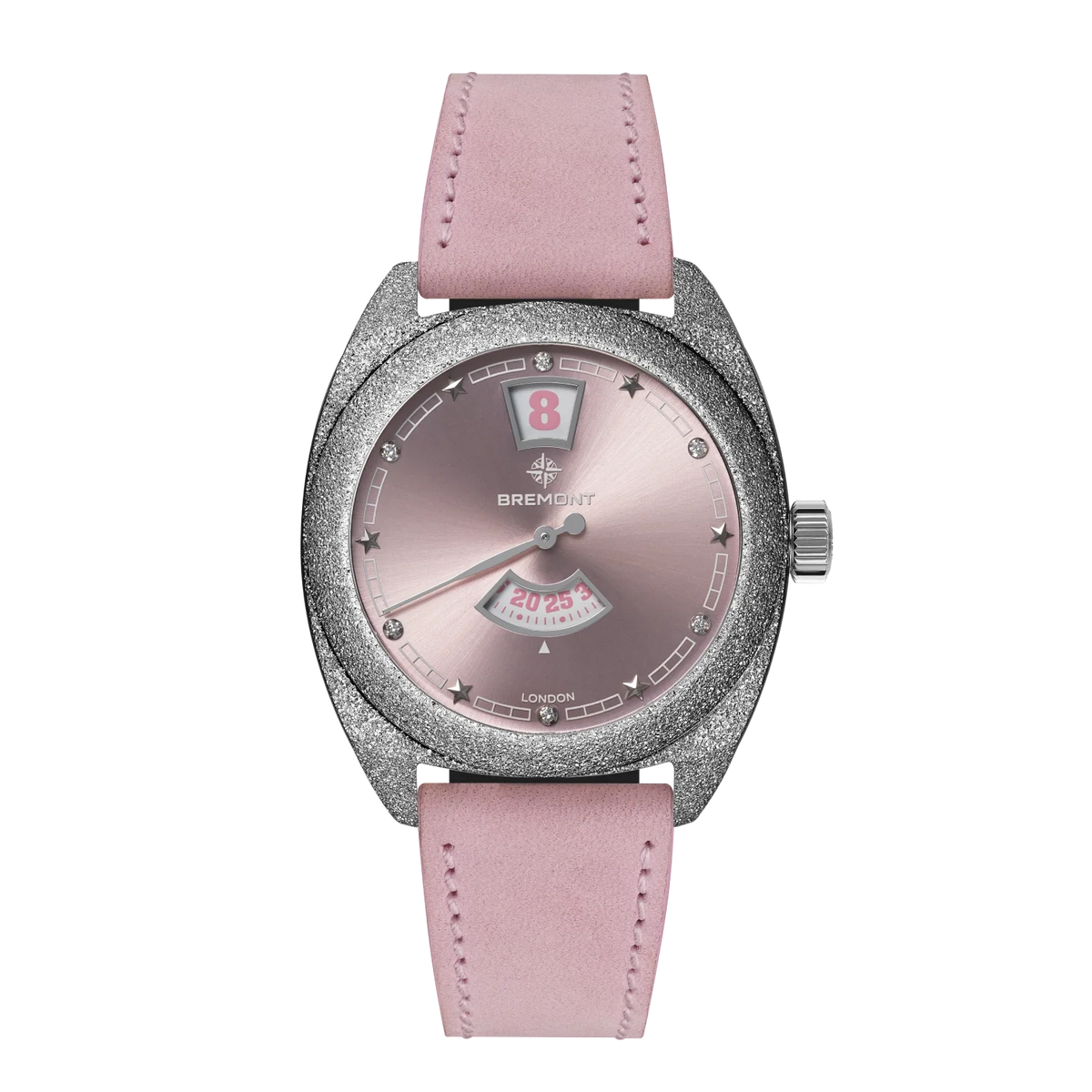 Terra Nova 35mm Jumping Hour Frosted Pink Leather Strap