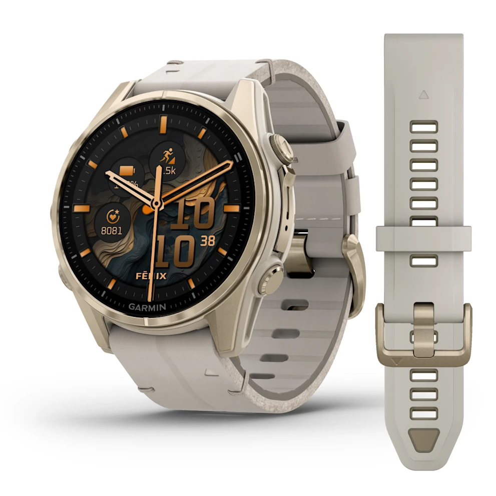 Garmin Fēnix 8 (47 mm, Solar Sapphire, Titanium, Amp Yellow/Graphite Silicone Band)