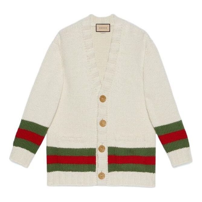 Gucci Wool Cardigan With Web 'Beige' 706735-XKCJ4-9146