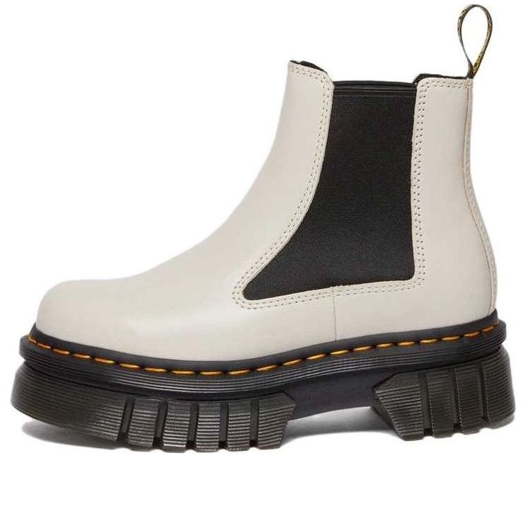 (WMNS) Dr. Martens Audrick Nappa Leather Platform Chelsea Boots 'Cobblestone Grey' 27148055