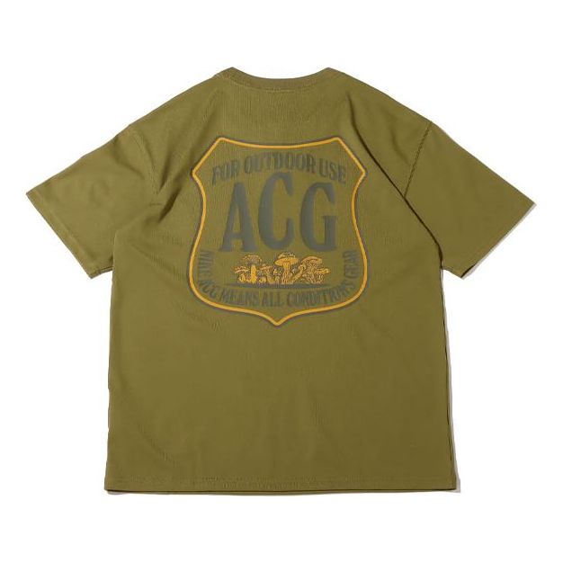 Men's Nike x ACG Solid Color Alphabet Logo Printing Casual Round Neck Short Sleeve Green T-Shirt DR7758-378