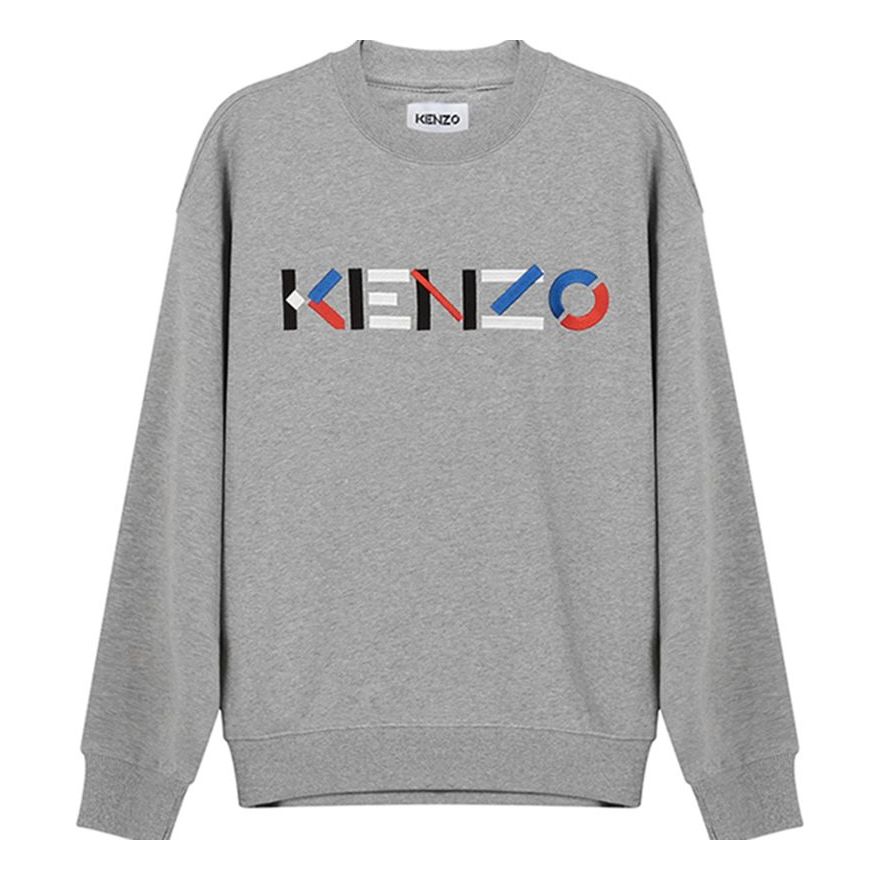 KENZO SS21 Embroidery Logo Brushed Round Collar Long Sleeve Male Grey FB55SW5234MO-94
