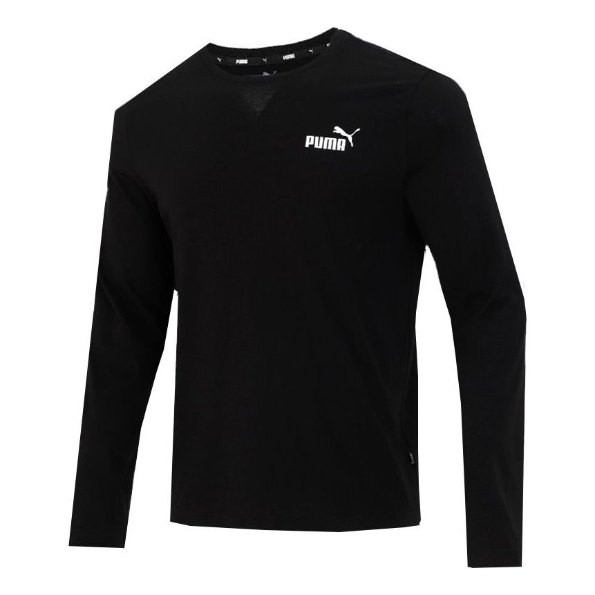 PUMA Logo Print Training Sports Breathable Round Neck Long sleeve T Shirt Men s Black 589027-01