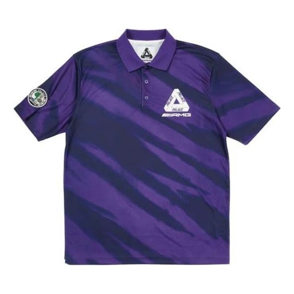 PALACE SS21 x AMG Crossover Polo Purple Triangle Logo Tie Dye Short Sleeve Polo Shirt Unisex P20AMGES002