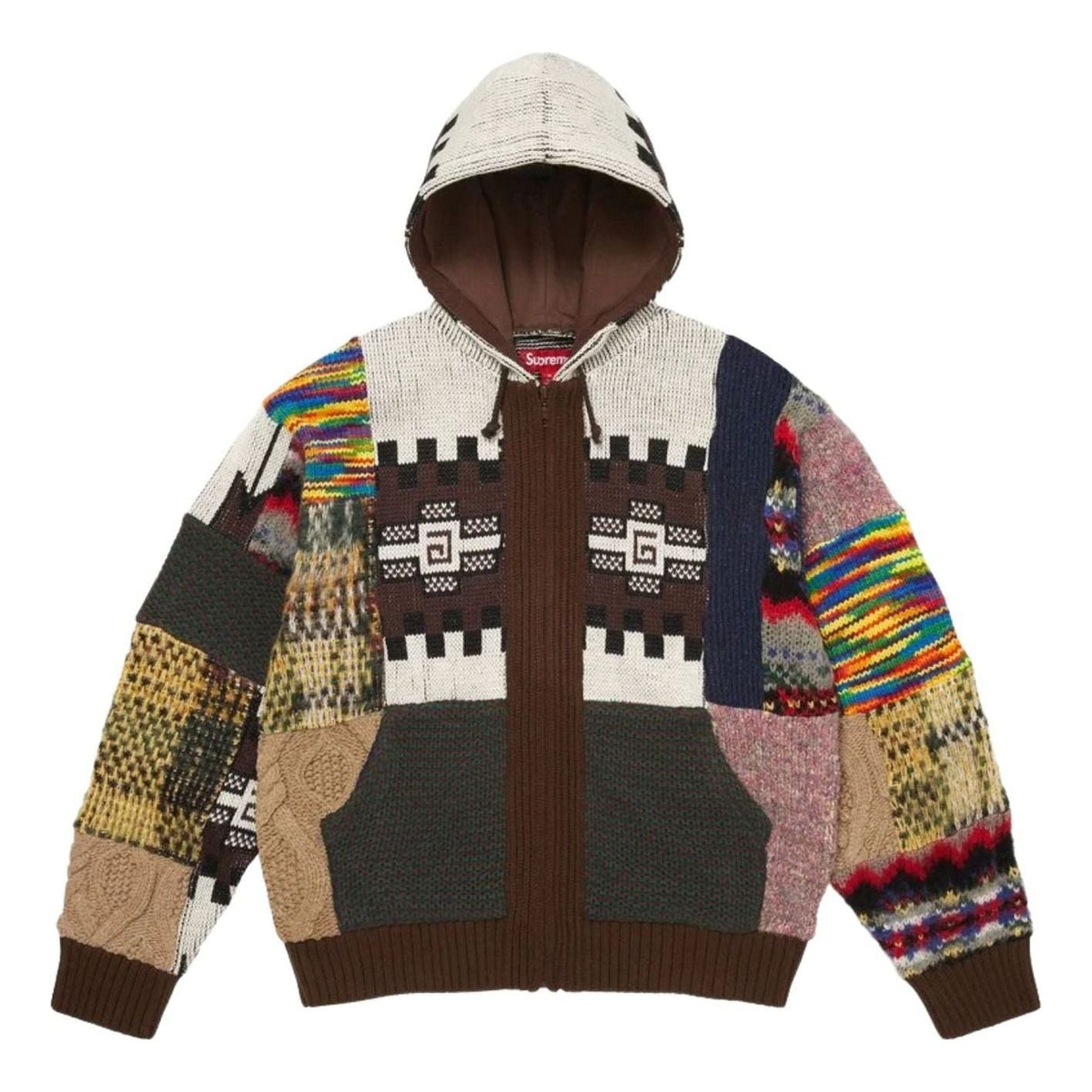 Supreme SS26 Patchwork Zip Up Hooded Sweater 'Brown' SUP-SS26-261-BRN