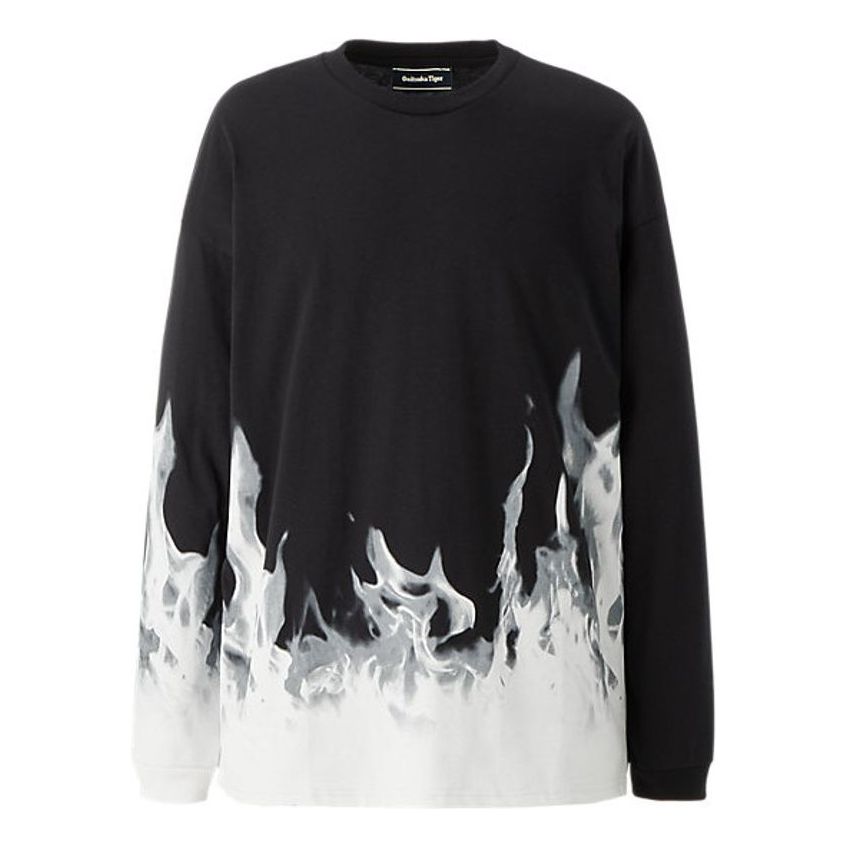 Onitsuka Tiger Flame Graphic Long Sleeve T-shirt 'Black Off White' 2183B024-002