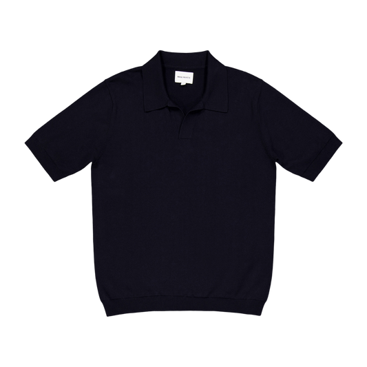 Leif Cotton Linen Polo Dark Navy