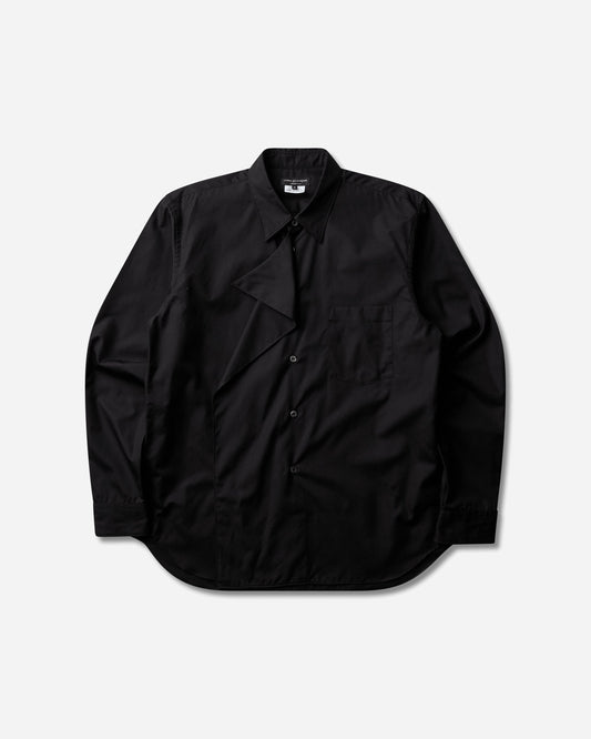 Men's Asymmetric Draped-Panel Shirt Black