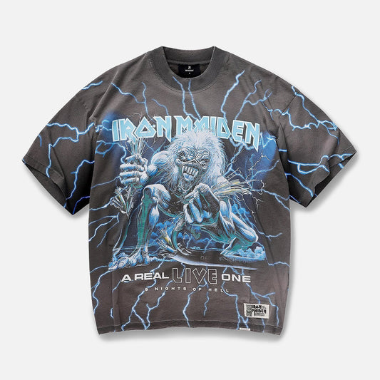 IRON MAIDEN X REPRESENT A REAL LIVE ONE T-SHIRT - SUNFADE GREY