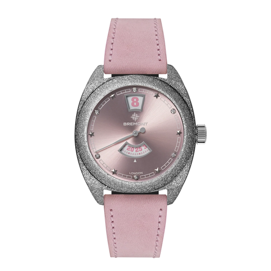Terra Nova 35mm Jumping Hour Frosted Pink Leather Strap