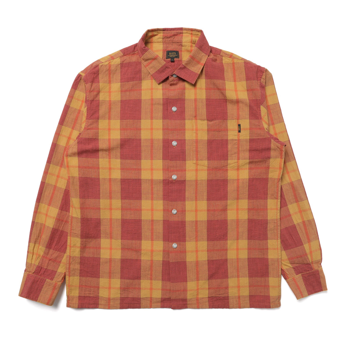 Rats Cotton Check Shirt Orange Check