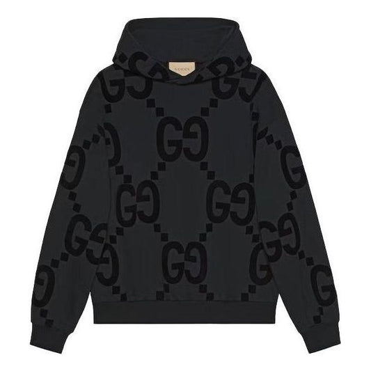 Gucci GG Flocked Print Cotton Fleece Sweatshirt 'Black' 768499-XJF37-1868