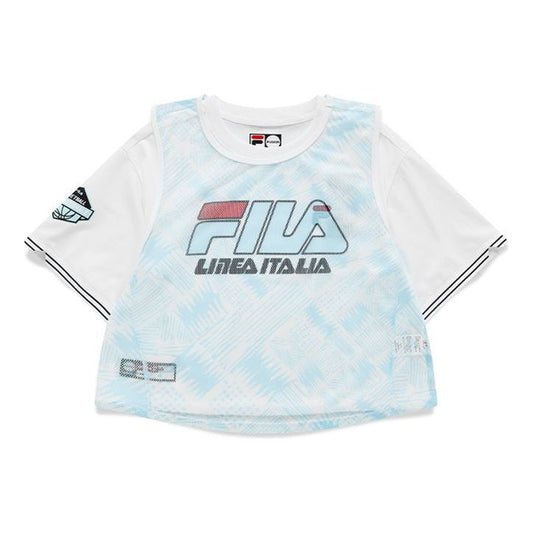 FILA FUSION Logo Printing Design Double Layer Sports Loose Short Sleeve White T11W125101F-LB