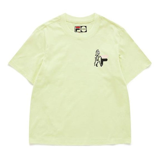 FILA FUSION Funny Printing Loose Sports Knit Short Sleeve Yellow T11W125111F-YE