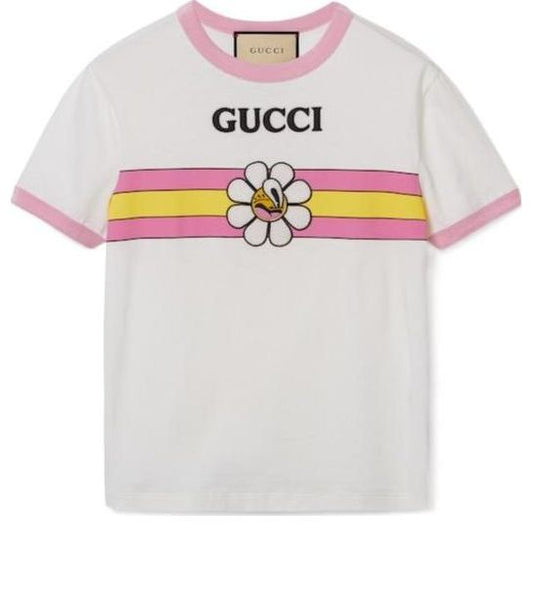 (WMNS) Gucci Cotton Jersey Printed T-Shirt 'Off White' 723566-XJGHL-9088