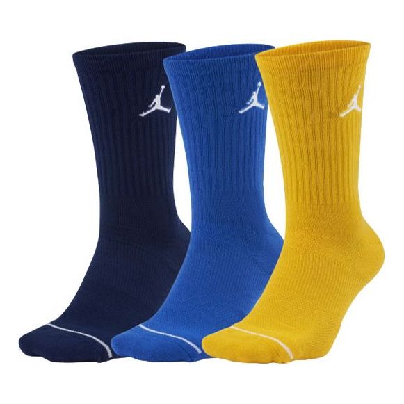 Air Jordan Everyday Max Crew Socks Unisex 3 Pairs White 'Blue Yellow' SX5545-912