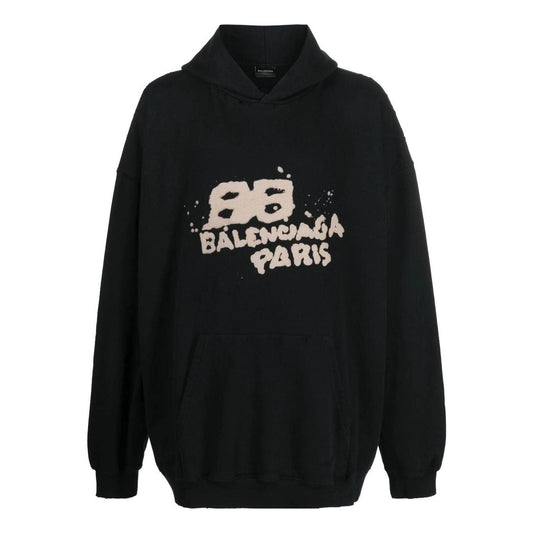 Balenciaga Hand-Drawn BB Icon Hoodie Large Fit 'Black' 620973TNVQ11059