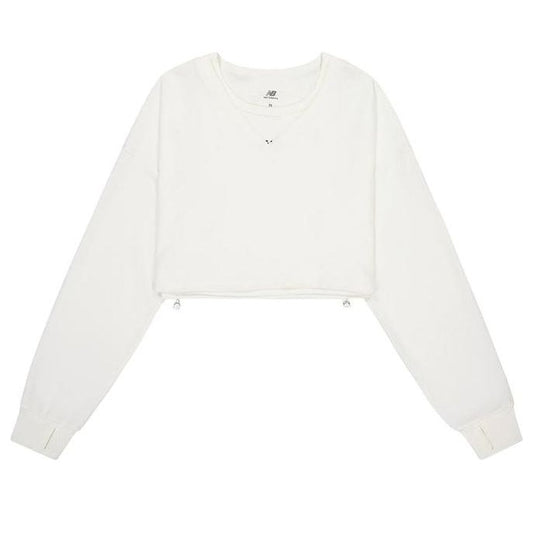 (WMNS) New Balance Crewneck Short With Long Sleeve Asia Sizing 'Ivory' NDE24272-IV