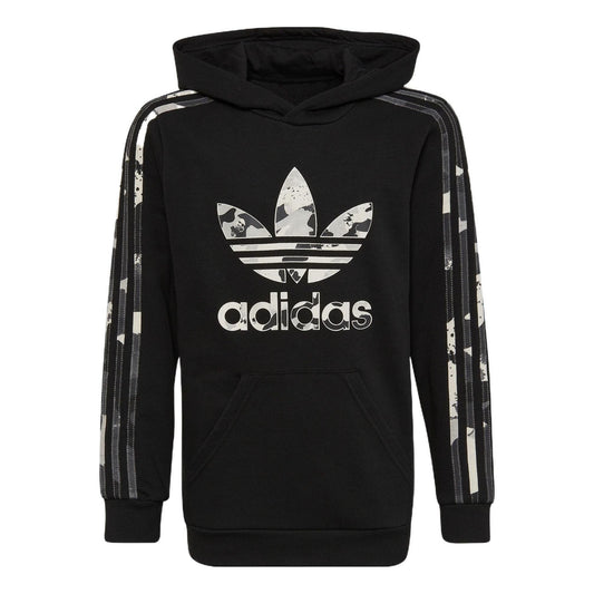 (GS) adidas Original Logo Hoodie Asia Sizing 'Black White' HK0282