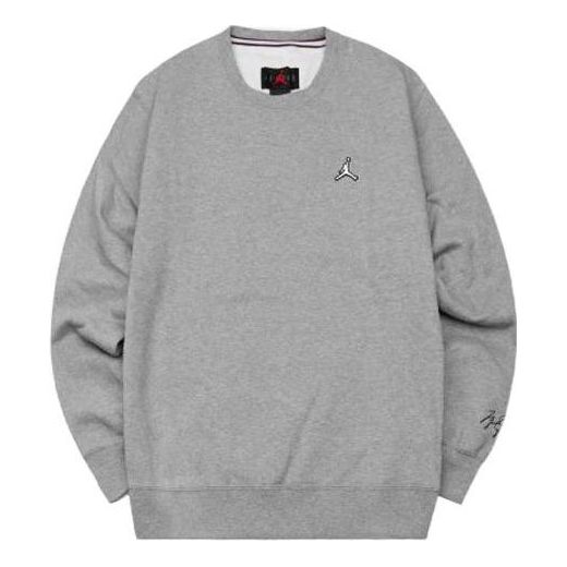 Men's Jordan Fleece Lined Athleisure Casual Sports Long Sleeves Solid Color Embroidered Pullover Gray DN7957-091