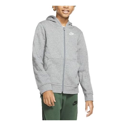(GS) Nike Sportswear Club Full-Zip Hoodie 'Grey White' BV3699-091