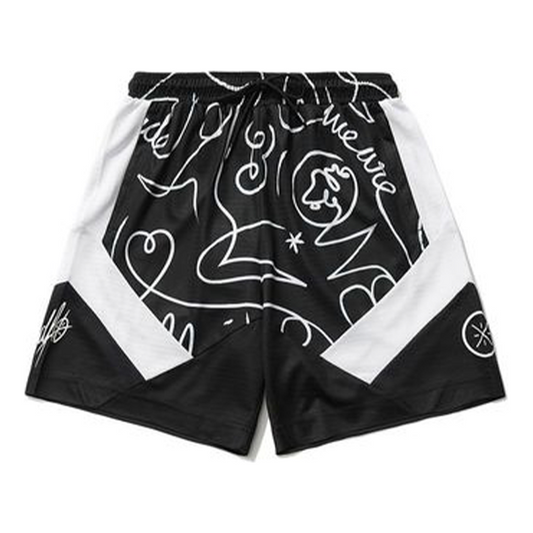 Li-Ning x DFT Way Of Wade Logo Basketball Shorts 'Black White' AAPR257-1