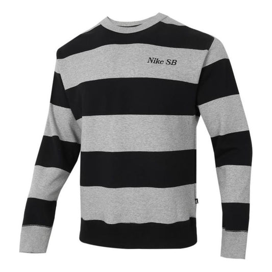 Men's Nike Logo Stripe Round Neck Long Sleeves Autumn Black Gray DN3987-063
