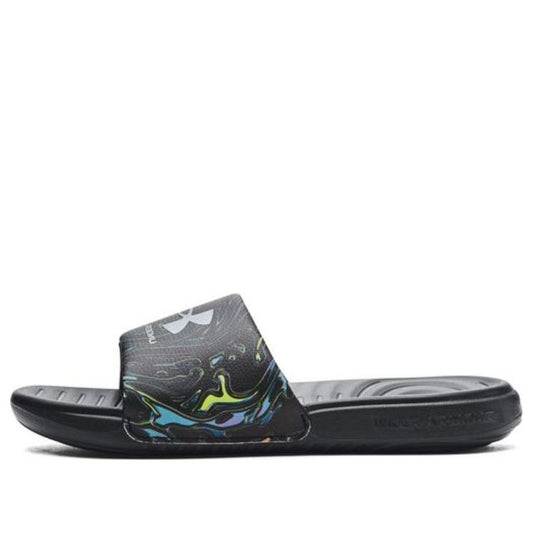 (WMNS) Under Armour Ansa Graphic Slides 'Black Marble' 3024436-010