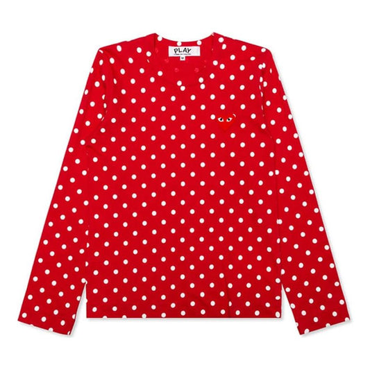 (WMNS) COMME des GARCONS PLAY Polka Dot Long Sleeve Tee 'Red White' AZ-T165-051-3