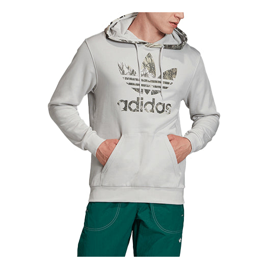 Men's adidas originals Camouflage Logo Printing Pullover Light Grey GD5955