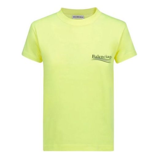 Balenciaga Logo Printing Round-neck Yellow 612964TJVF77110