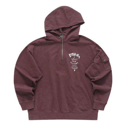 FILA FUSION Inline Workwear Hooded Sweater 'Burgundy' T11M343203F-BN
