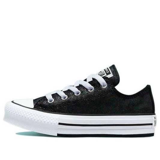 (GS) Converse Chuck Taylor All Star Lift Platform Iridescent Leather 'Black White' 671518C