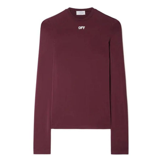(WMNS) Off-White Off Logo-Print Fitted Top 'Burgundy' OWAD136F23JER0012801