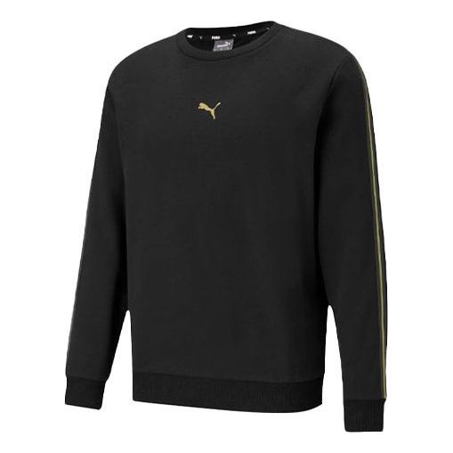PUMA Logo Solid Color Fleece Lined Casual Round Neck Black 587665-01