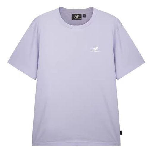 New Balance Minimalistic Loose Solid Color Short Sleeve Couple Style Purple NEA2E051-DV