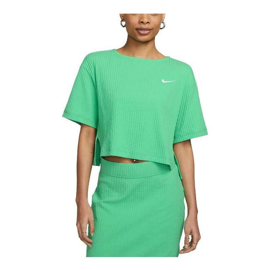 (WMNS) Nike Sportswear Ribbed Jersey Short-Sleeve Top 'Green Apple Color' DV7871-363