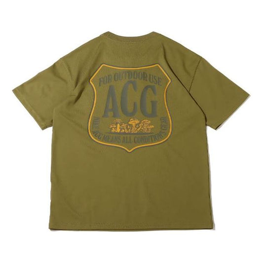 Men's Nike x ACG Solid Color Alphabet Logo Printing Casual Round Neck Short Sleeve Green T-Shirt DR7758-378