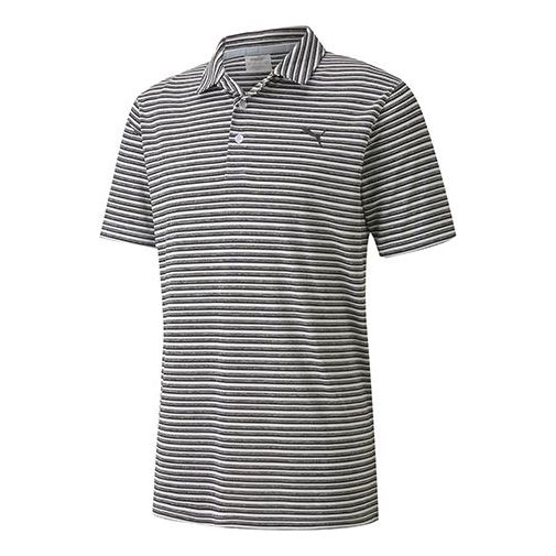 PUMA Golf Stripe Polo Shirt 'Black White' 596815-01