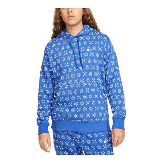 Nike Sportswear Club Fleece All Over Print Hoodie 'Blue' FJ1635-480