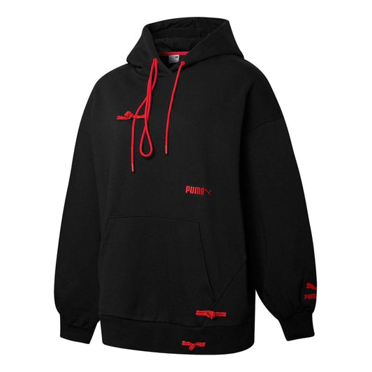 (WMNS) PUMA Logo CNY Sportswear Hoodie 'Black' 536179-01