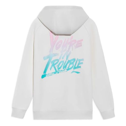 Li-Ning Sports Basketball Series Alphabet Printing Hoodie 'White Pink' AWDS103-2