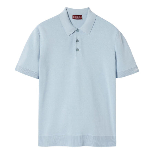 Gucci Silk Cotton Knit Polo Shirt 'Light Blue' 784644-XKD2A-4421