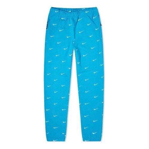 Men's Nike NRG Swoosh Logo Full Print Straight Sports Pants/Trousers/Joggers Blue CJ8905-487