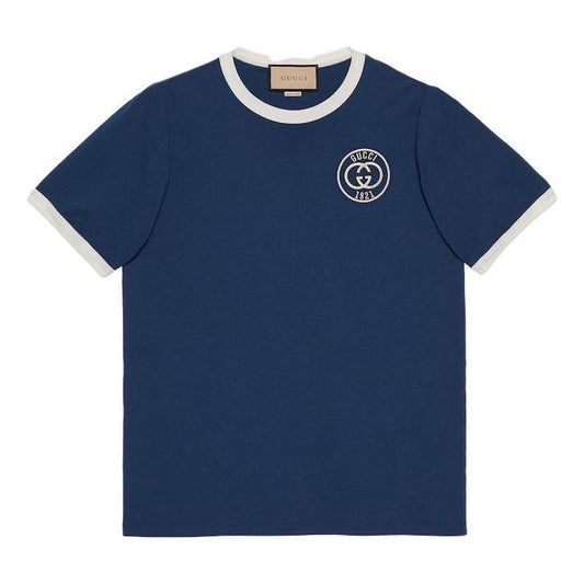 Gucci Cotton Jersey T-Shirt With Gucci Embroidery 'Blue' 727694-XJFV8-4030