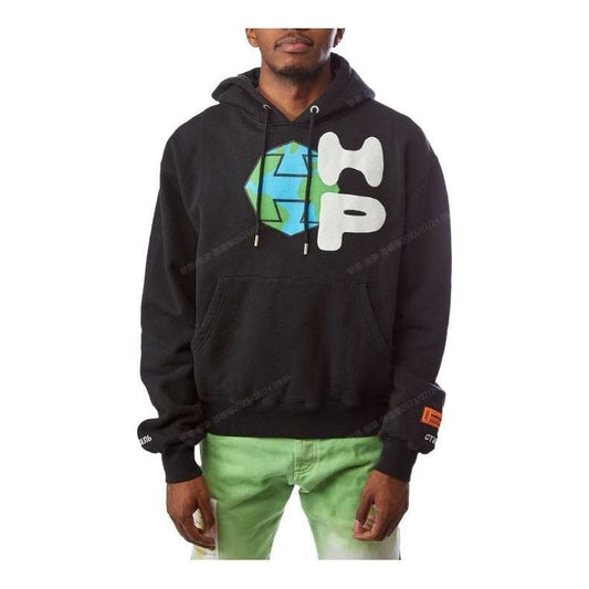 HERON PRESTON Spray Globe Hoodie 'Black' HMBB017F21JER0031001