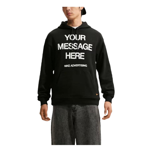 Nike Sportswear Fleece Hoodie 'Black White Safety Orange' IO1649-010
