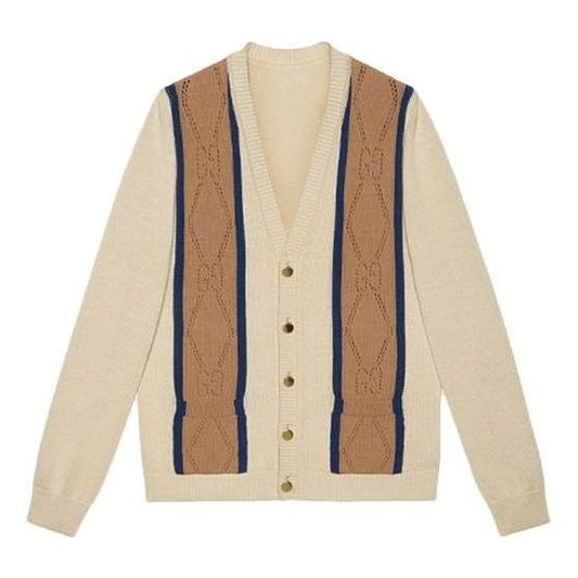 Gucci Striped V-Neck Cardigan 'Beige Brown' 655105-XKBWE-9275
